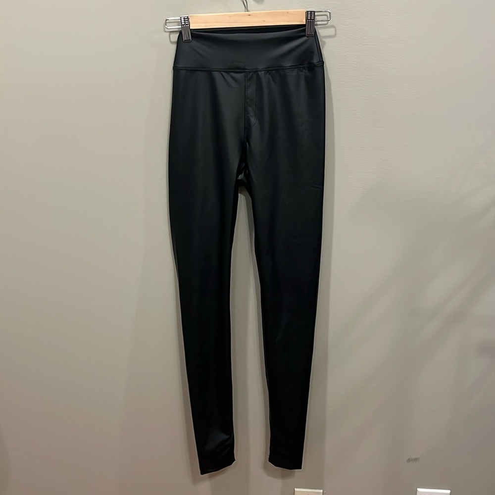 Offline by aerie Black Faux Leather Pants Leggings